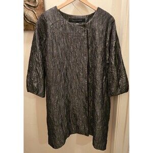 Apostrophe Textured Button Front Jacket Black 3/4 Sleeve Women’s L/G